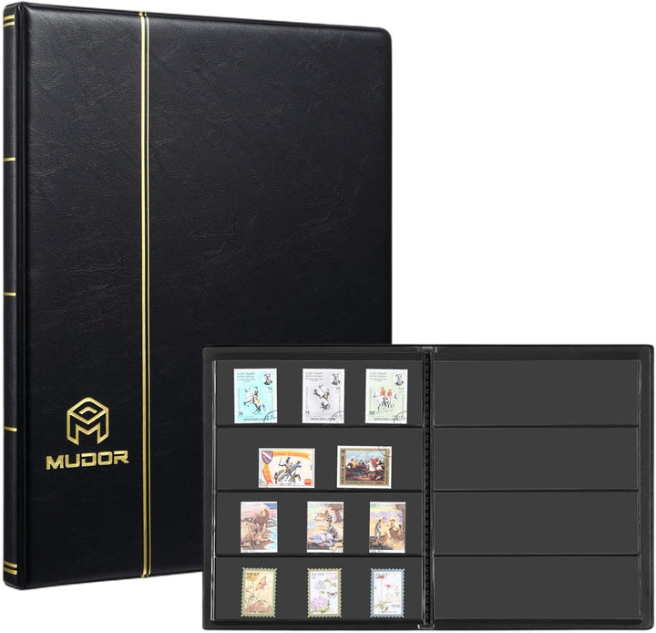 Stamp Collecting Album, 7 Rows Pockets Stamp Book for Collectors, 10 Sheets Stamp Stockbook