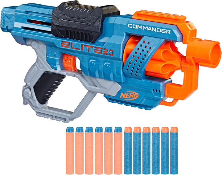 Elite 2.0 Commander RC-6 Blaster, 12 Elite Darts, 6-Dart Rotating Drum, Tactical Rails, Barrel and Stock Attachment Points