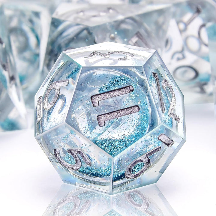 7-Die DND Dice Set Handmade Sharp Edge Polyhedral Dice for Dungeons and Dragons RPG MTG Table Games（Dark Star）