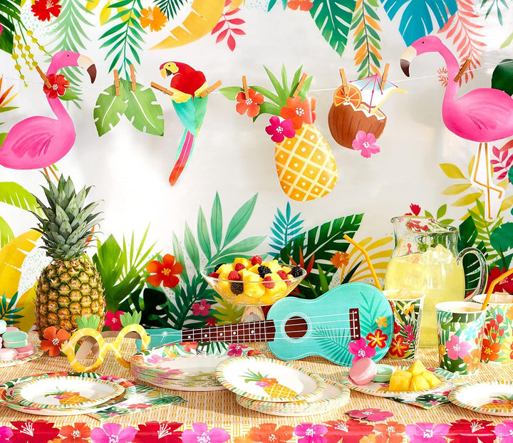 Tropical Luau Party Supplies for Bbqs and All Summer Parties, Dinner Plates (36-Count)