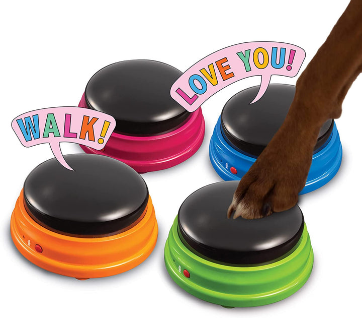 Talking Buttons Starter Set - Recordable Buttons to Teach Your Dog to Communicate, Dog Training Games, Plastic, Multicolor