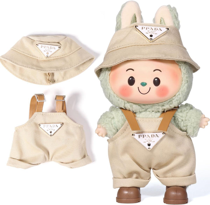 for Labubu Clothes/For Labubu Outfits,Clothes Set for 17Cm Lububu Doll,3 Piece Set Hat Clothing for LA BUBU, Boys and Girls Stylish Adorable Dolls Clothes Accessories (No Doll) (D_Style)