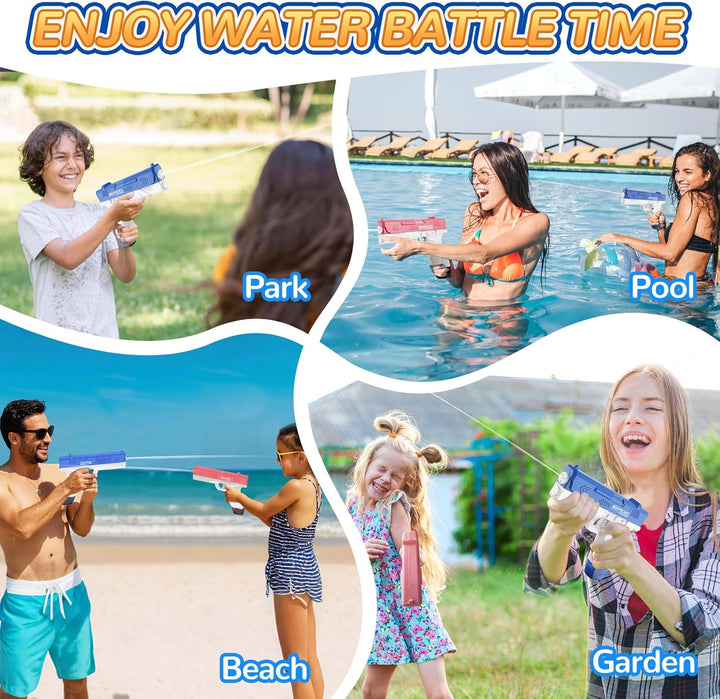 Electric Water Gun for Adults & Kids, Water Gun with 1000CC Backpack& 33FT Range Squirt Guns Water Pistol Automatic Power Water Toy - Pool Beach Outdoor Summer Toys Gift for Boys Girls（2Pcs）