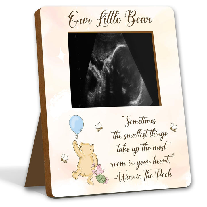 Winnie Pregnancy Milestone Keepsake & Ultrasound Picture Frame - Baby Shower Sign & Decor - Gifts for Gender Reveal