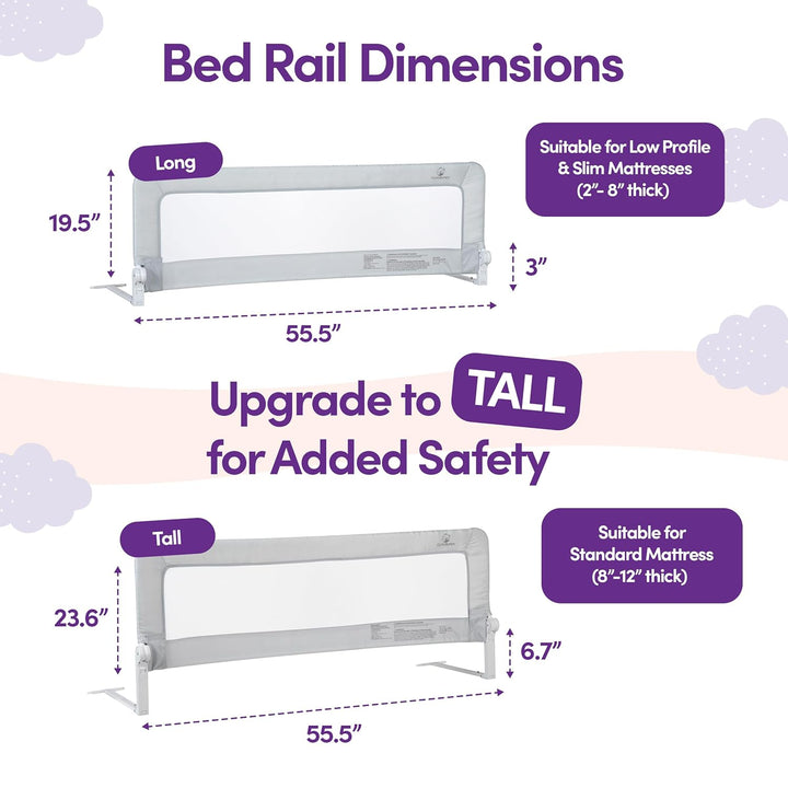 1-Pack Bed Rail for Toddlers 55.5" L X 19.5" H | Toddler Bed Rails for Twin, Full, Queen & King Mattress Size | Swing down Rail Guard | Mattress Side Rail for Kids | Gray