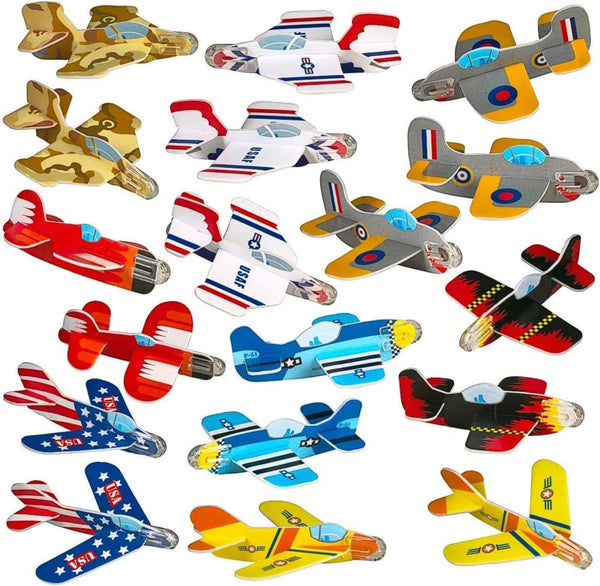 Bulk Pack of 72 Carnival Prizes and Foam Airplanes for Kids - Party Pack Individually Wrapped Flying Paper Planes - Assorted Designs - Foam Airplanes for Kids Party and Pinata Filler