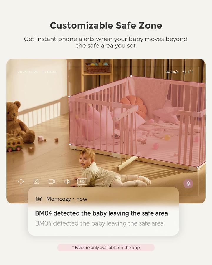 Smart Wifi Baby Monitor with Camera and Audio, 5" 1080P Screen with Wall Mount, Motion & Cry Detection, Safe Fence, Clear Night Vision, 5000Mah Battery, 2-Way Talk, Photo & Video Recording
