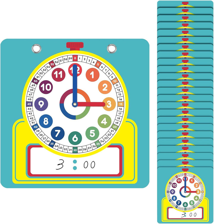 25 Pcs Teaching Clock Kit, Learning Clocks for Kids Learning Time with Erasable Surface for Home School Classroom Supplies(Cute Style)