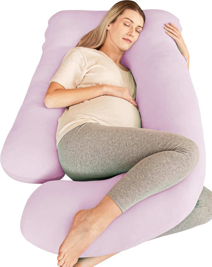 Pregnancy Pillows, Soft U-Shape Maternity Pillow with Removable Cover - Full Body Pillows for Adults Sleeping - Pregnancy Must Haves - Jumbo 57 Inch - Grey