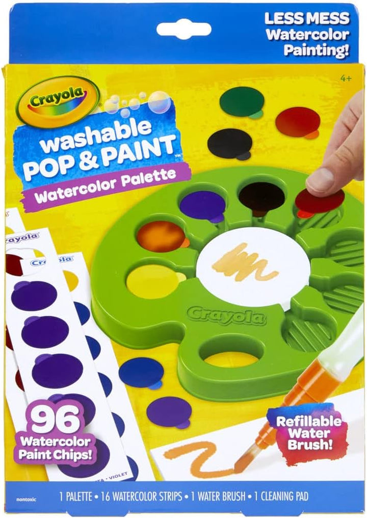 Watercolor Pop & Paint Palette, Washable Paint Kit, Less Mess Watercolor Paint Set for Kids, Arts & Crafts, Toddler Gifts