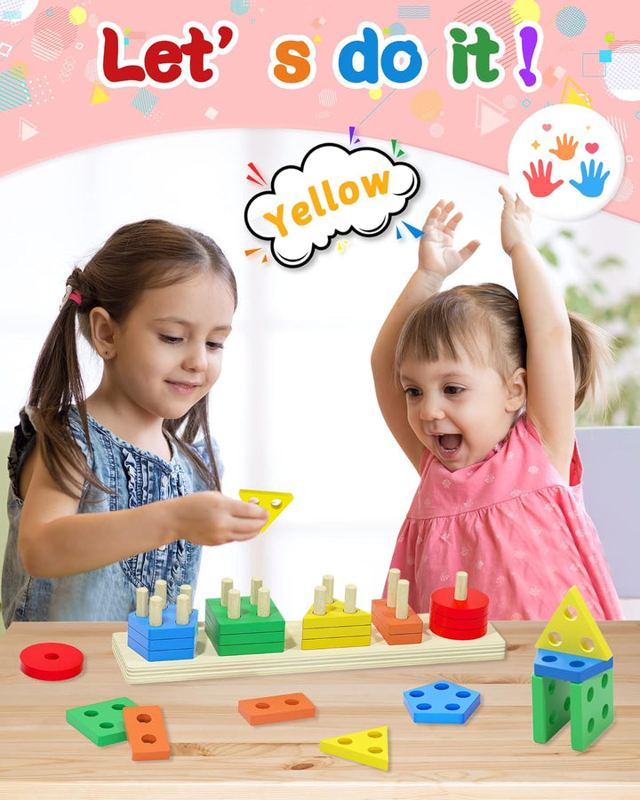 Montessori Toys for 1 2 3 Years Old Boys Girls Birthday Gifts, Wooden Sensory Toys for Ages 2-4 Kids Baby, Toddler Learning Toy Activities Puzzles Ages 1-3