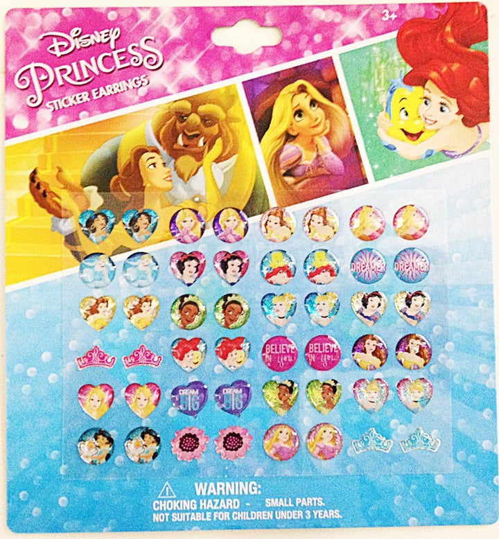 Princess 24 Pairs Sticker Earrings with Heart Shaped and Crown Shaped Design