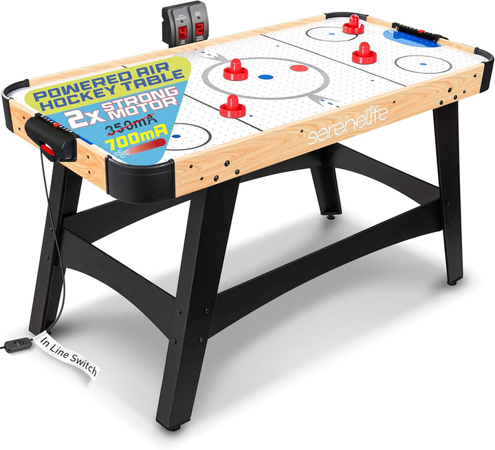 54" Air Hockey Game Table with 2X Stronger Motor, Light-Up Scoreboard, AC in Line Power Switch Includes 2 Pucks, 2 Pushers
