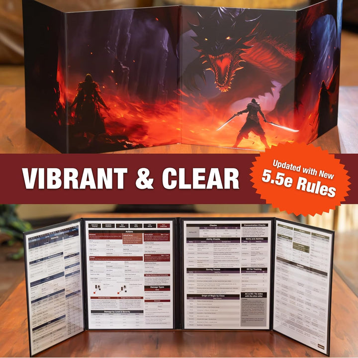 4-Panel DM Screen | Customizable DND Dungeon Master Guide with Inserts for Dungeon Masters | D&D Starter Set | DND Starter Kit D&D Accessories | DND Gifts | DND Dm Supplies