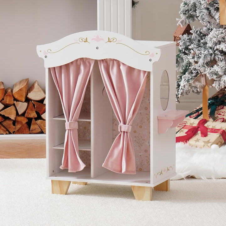 Wooden Baby Doll High Chair, Pink Wooden Baby Doll Chair for 18 Inch Dolls, Pretend Play High Chair Baby Doll Accessories, Small