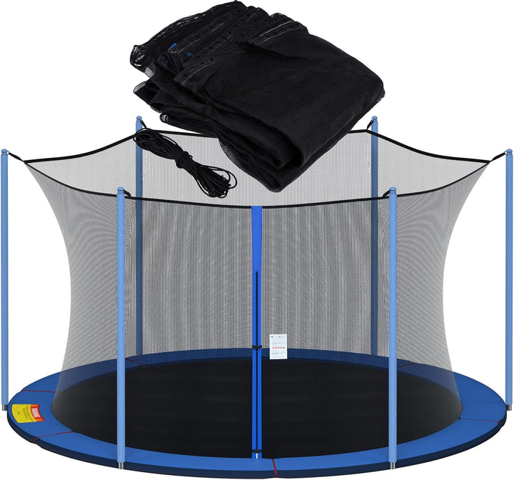 Trampoline Net Replacement for Straight Pole,12Ft 13Ft 14Ft 15Ft round Frame Safety Enclosure Net Uv-Resistant Weather-Resistant Breathable Durable Net with Adjustable Straps(Net Only)