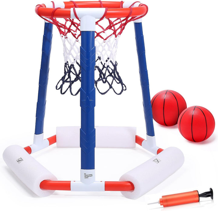 Pool Basketball Hoop, Floating Inflatbale Pool Basketball Games Toys with 2 Pool Balls and Pump,Swimming Pool Outdoor Play Toddler Basketball Hoop Indoor for Kids Adults Age 8-12,