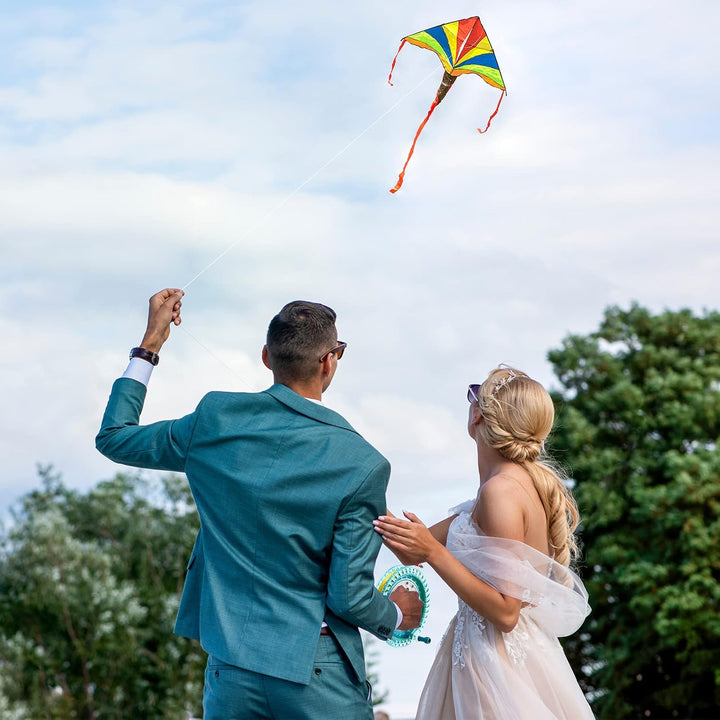 3 Pcs Kite String with Reel 7 Inch Dia Kite Reel Winder Grip Wheel with Flying Line String Flying Tools with Lock for Kids Adults(Blue)