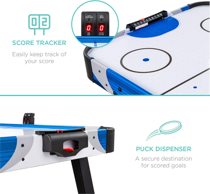 58In Mid-Size Arcade Style Air Hockey Table for Game Room, Home, Office W/ 2 Pucks, 2 Pushers, Digital LED Score Board, Powerful 12V Motor, Carrying Bag