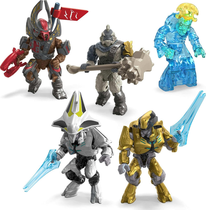 MEGA HALO Action Figures Building Toys Set, Character Pack with 339 Pieces, Poseable Articulation, 2 Inches Tall, Kids or Adult Collectible