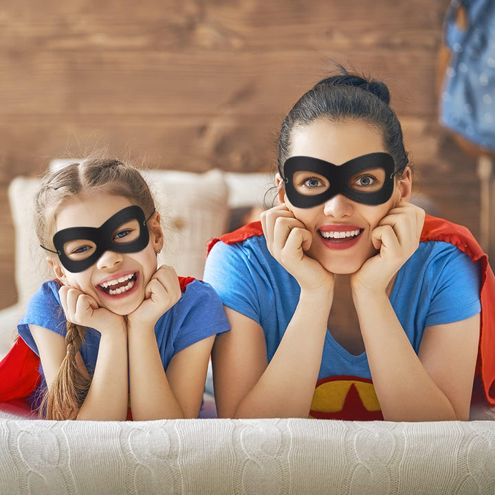 Superhero Mask, Black Felt Eye Mask, Halloween Dress Up, Adjustable Eyemask W/Elastic Rope