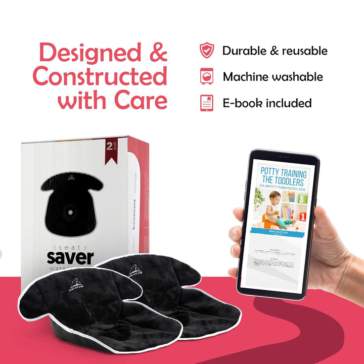 Piddle Pads - Strollers, Bouncers & Car Seat Pad, Waterproof & Machine-Washable Cover on Car Potty for Toddler, Toilet Training Seat Covers, 2 Count Piddle Pads Carseat Pad (Pack of 1)
