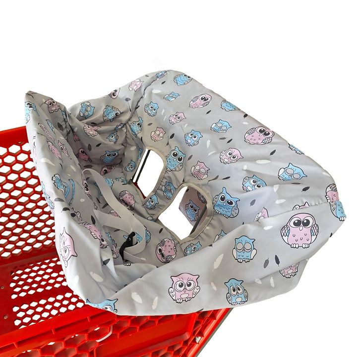 Portable Shopping Cart Cover, High Chair and Grocery Cart Covers for Babies, Kids, Infants & Toddlers, Attached Carry Bag (Gray Chevron)