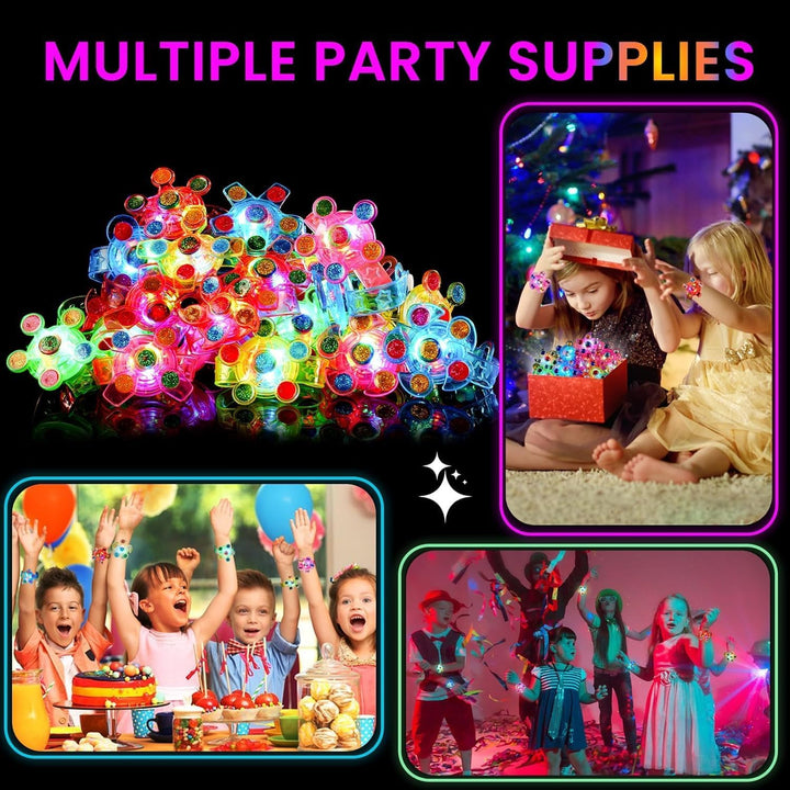 24 Pack LED Light up Fidget Spinner Bracelets, Glow in the Dark Party Favors for Kids 4-8 8-12, Treasure Box Toys, Birthday Gifts, Carnival Prizes, Goodie Bags Stuffers for Kids