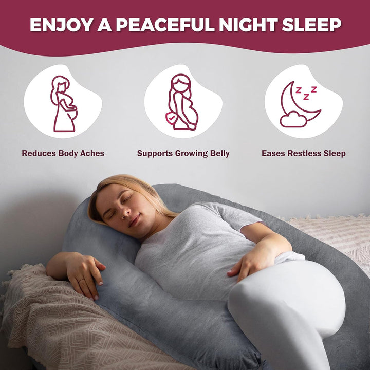 Pregnancy Pillows for Sleeping - V C U Shaped 57Inch Full Body Pillow with Removable Washable Cover, Cooling Maternity Pillow for Pregnant Women, Support for Back Belly Legs Hip