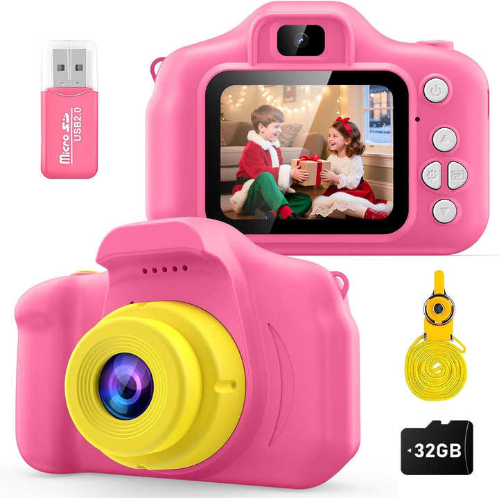 Kids Camera Toys Christmas Birthday Gifts for Boys and Girls Kids Toys 3 4 5 6 7 8 9 Year Old HD Digital Video Camera for Toddler with 32GB SD Card (Blue)