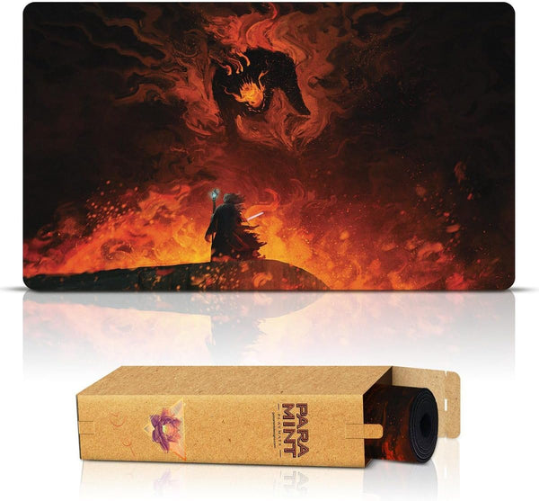 The Shadow and the Flame (Stitched) - MTG Playmat by Anato Finnstark - Compatible with Magic the Gathering Playmat, LOTR Lord of the Rings TCG - Original Designs
