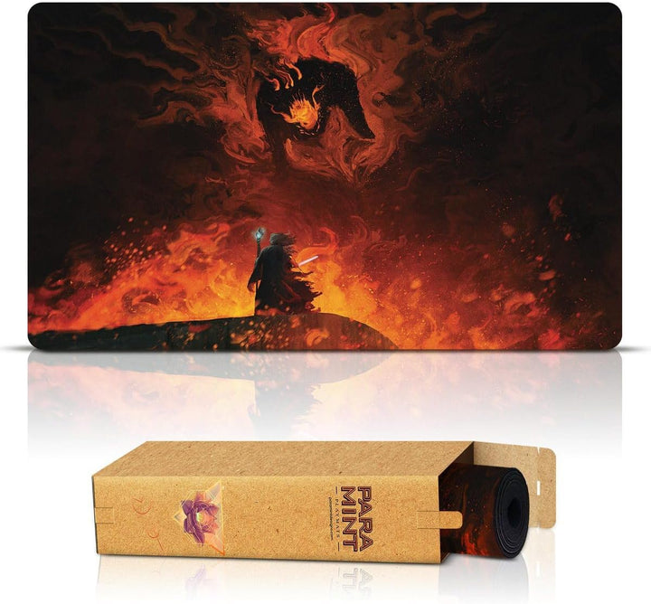 The Shadow and the Flame (Stitched) - MTG Playmat by Anato Finnstark - Compatible with Magic the Gathering Playmat, LOTR Lord of the Rings TCG - Original Designs