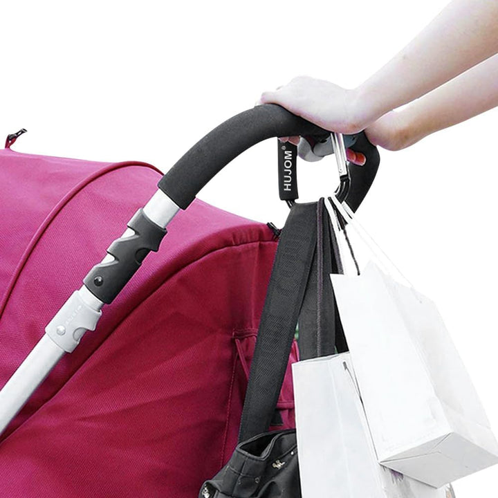 Stroller Hooks 2 Pcs Large Carabiner Clips for Hanging Diaper Bags, Purse Grocery, and Shopping Bags. Heavy Duty Universal Climbing Clips Best Mommy Accessories for Outdoor, Camping and Hiking.