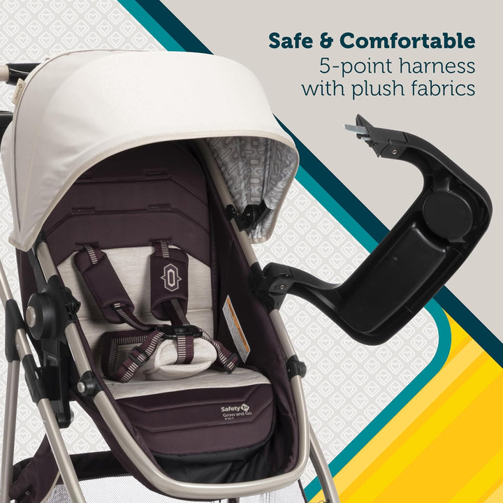 Deluxe Grow and Go Travel System Stroller and Car Seat Combo, 8-In-1 Travel System, Weight Capacity 4-30 Lbs, Dunes Edge
