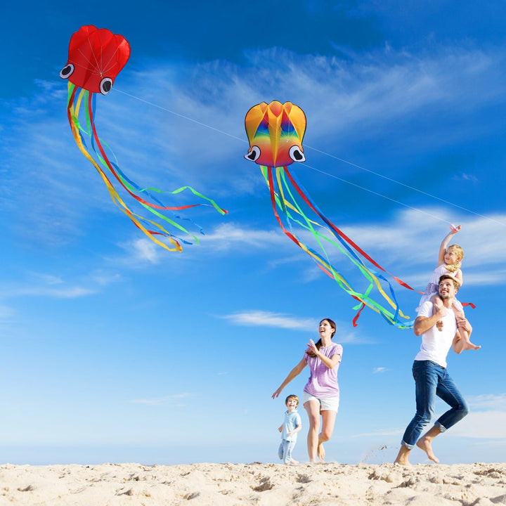 Large Octopus Kites for Kids & Adults,Big Kite for Beginners, Kites for Kids Ages 4-8,Outdoors Activities with Line and Handle