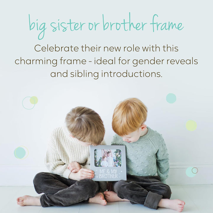Me and My Brother Picture Frame, Christmas Photo Picture Frame, Sibling Keepsake, Ideal Big Brother Gift, Shower Gift and Gender Neutral Nursery Decor, Gray