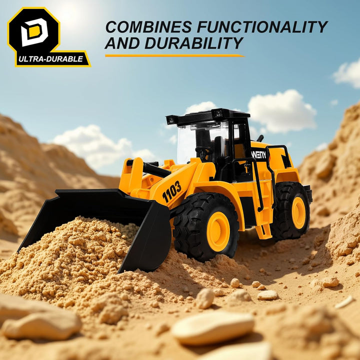 Bulldozer Toy, 16" Front Loader, 1:10 Scale Classics Bulldozer, Wheel Loader with Real Working Arm & Bucket, Lights & Sounds Construction Vehicle Toy for Boys and Girls, Kids, Toddlers, Ages 3+