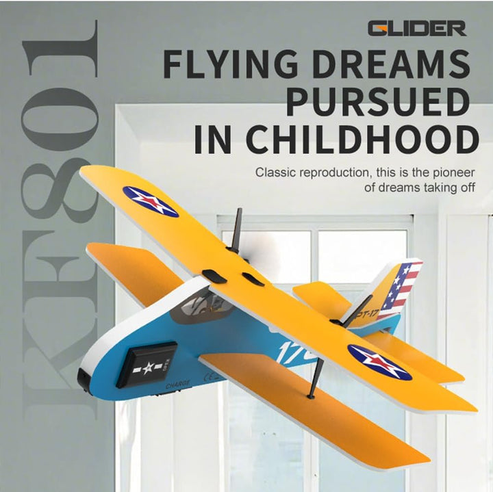 Mini RC Plane for Beginners, Kids and Adults, 2.4Ghz 2CH Remote Control Airplane with Led Lights, Double Wing Design Foam RC Airplanes with 6-Axis Gyro Stabilize, Flying for Indoor and Outdoor