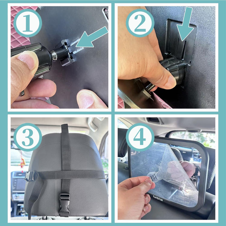 Baby Car Mirror for Rear Facing Seat,360° Rotation, Safety Certified Shatterproof Acrylic Glass, Clear Wide View,Infant Mirror for Car Seat Rear Facing