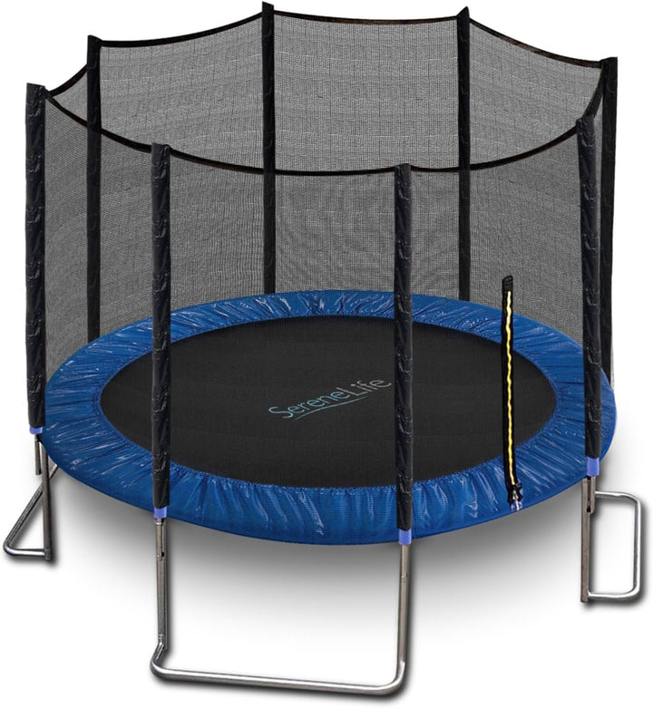 8FT 10FT 12FT 14 FT Trampoline Outdoor – Heavy-Duty Backyard Trampoline for Kids and Adults with Wide Jumping Surface, Stable L-Shaped Legs, Safety Net, ASTM Approved, Supports 264 Lbs