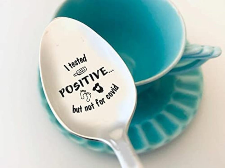 I Tested Positive but Not for Covid Pregnancy Announcement Spoon Cute Ways to Announce Baby Bump Surprise Reveal for Soon to Be Grandparents Daddy Mommys