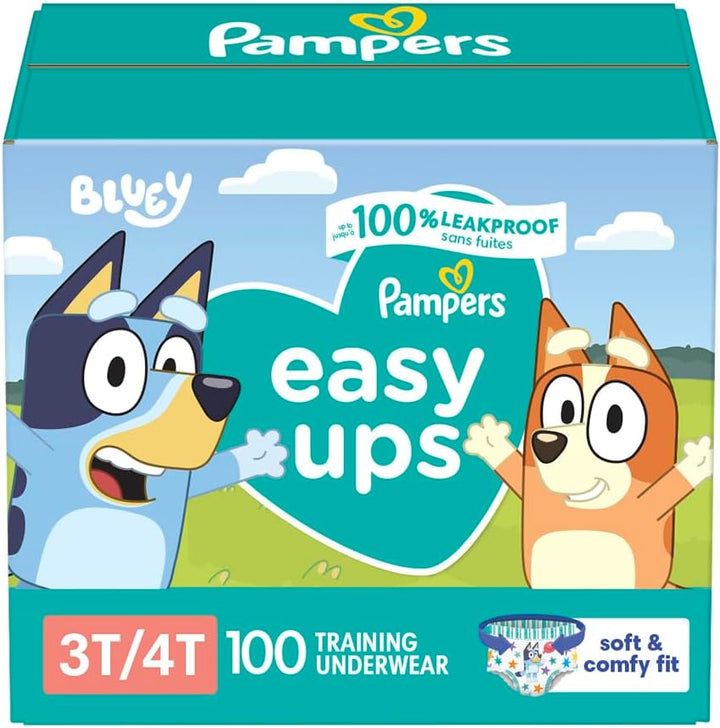 Training Pants - Easy Ups Boys & Girls Bluey - Size 3T-4T, 124 Count, Children'S Potty Underwear (Packaging May Vary)
