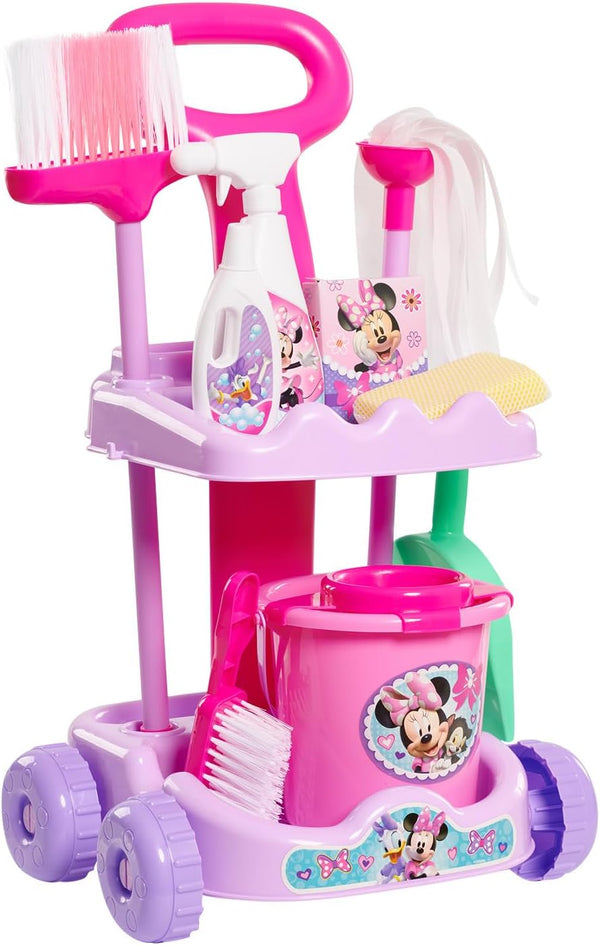 Disney Junior Minnie Mouse Sparkle 'N Clean Trolley, 21-Inches, 11-Pieces, Pretend Play, Kids Toys for Ages 3 Up, Amazon Exclusive by