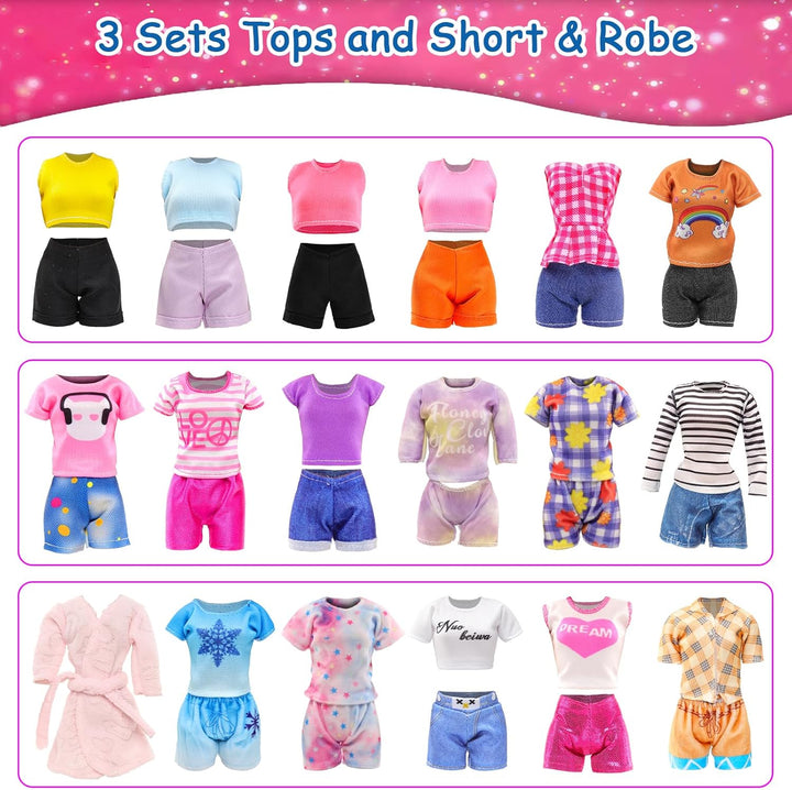 9 Sets Doll Clothes Hooded Sports Suit Casual Outfits Tops and Pants Doll Pajamas for 11.5 Inch Girls Doll