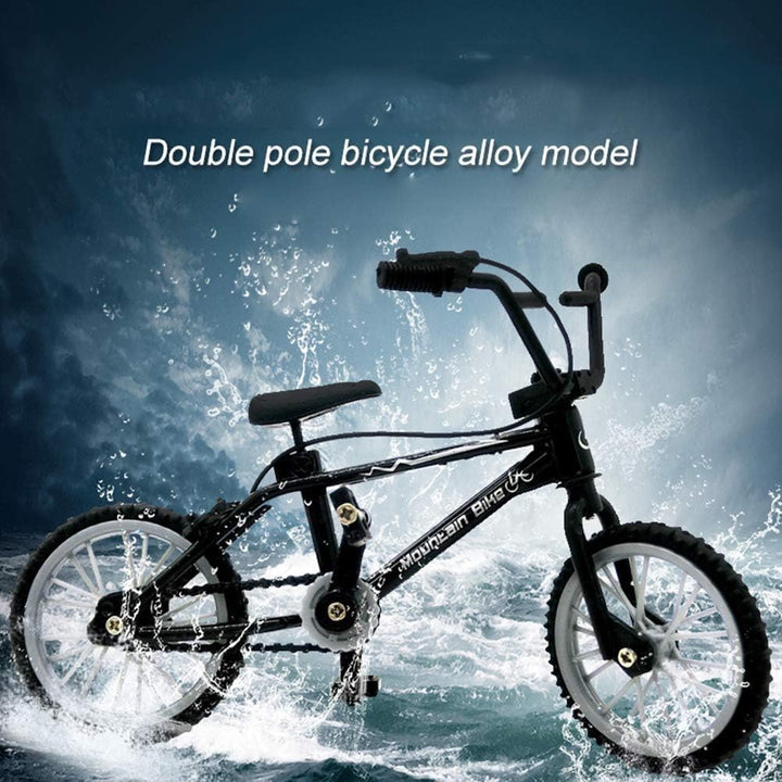 Black 1/18 Diecast Bike Action Figure Toy,Mini Finger Mountain Bike Bicycle Art Crafts Desktop Decor Finger Bikes