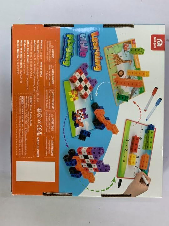 Math Manipulatives, Math Game for Kids 3-8 with Number Counting Snap Linking Cube, 1St Grade Math Flashcards Toy Gift for Preschool Learning