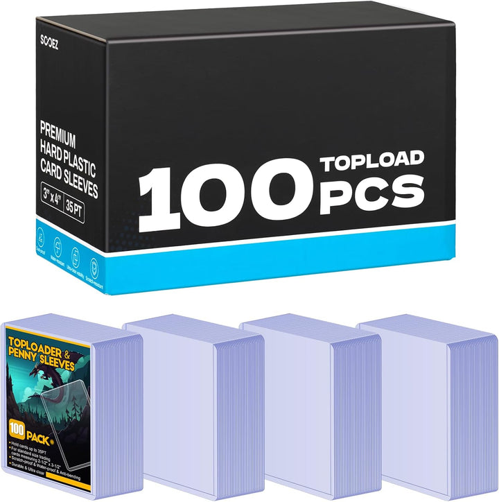 32 Count Topload Card Holder,  35PT Topload Card Protector, 3" X 4" Hard Plastic Card Sleeves, Baseball Card Protector, Rigid Toploading Card Case for Collectible Trading Sports Cards