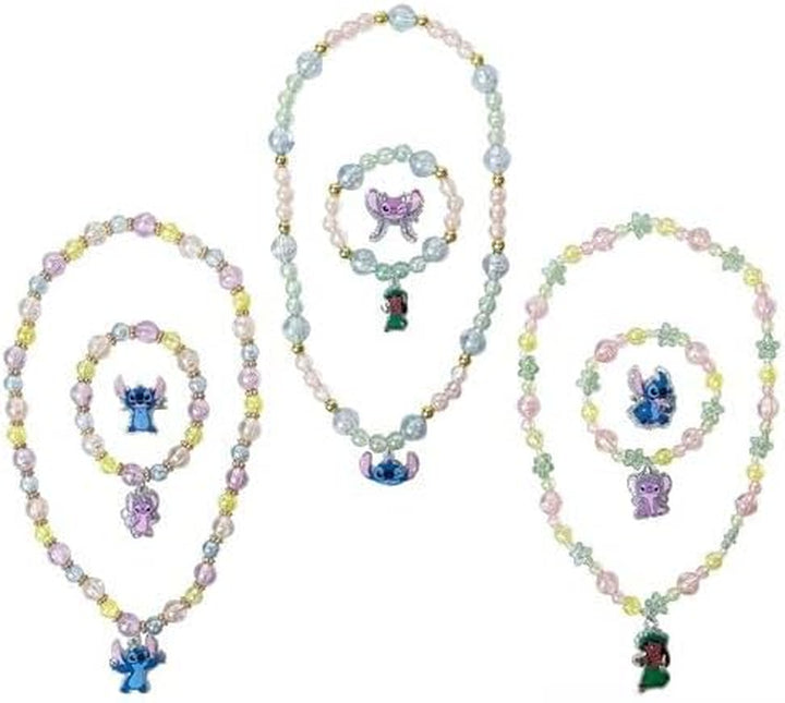 Lilo & Stitch Girls Jewelry Set - Dress up 9 Piece Toy Jewelry Box Set with Bead Necklace, Bracelet and Ring - Play Accessories - Ages 3+