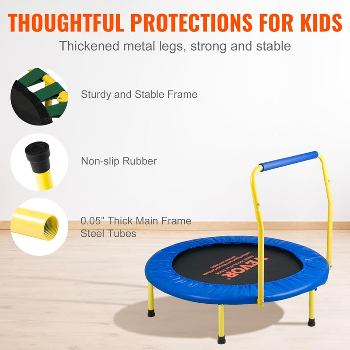 3FT Trampoline 36" Indoor/Outdoor for Toddlers, Foldable Mini Baby with Foam Handle, Recreational Birthday Gift