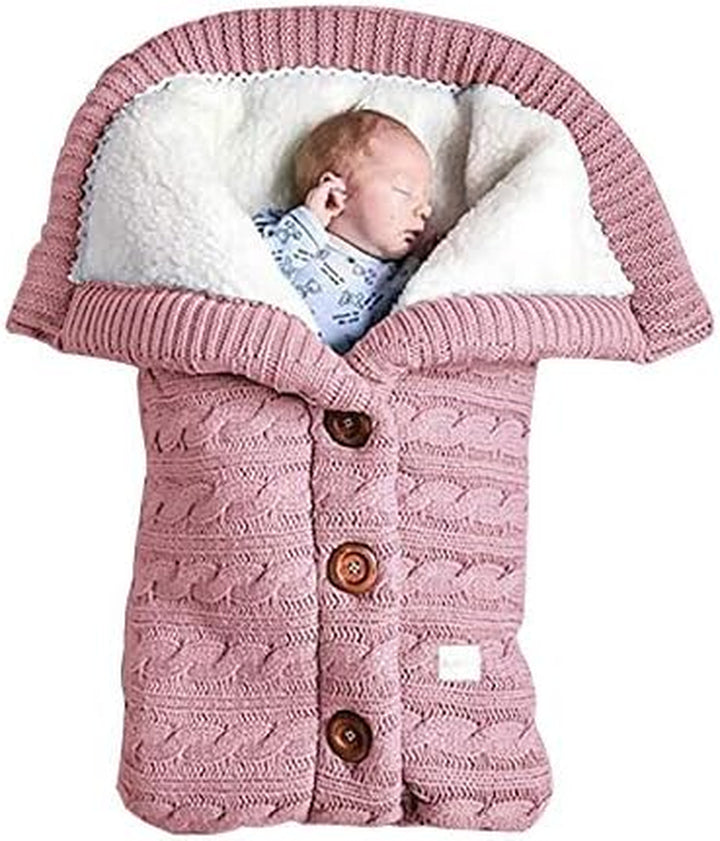 Warm Baby Sleeping Bag Envelope Winter Kid Sleepsack Footmuff Stroller Knitted Sleep Sack Newborn Knit Wool Swaddling Blanket (Gray)